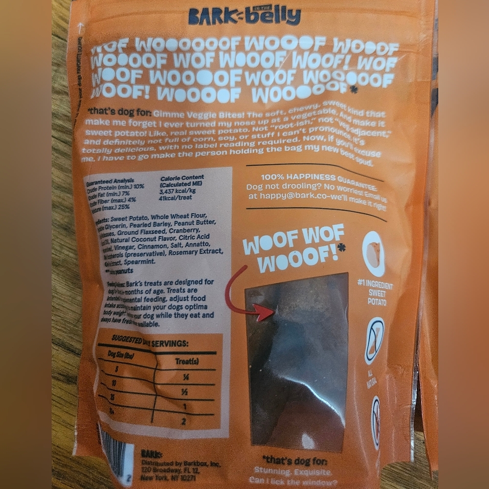 Pack Of 3 Bark Sweet Potato Dog Treats Soft-Baked Veggie Bites New In Packaging - Picture 3 of 5